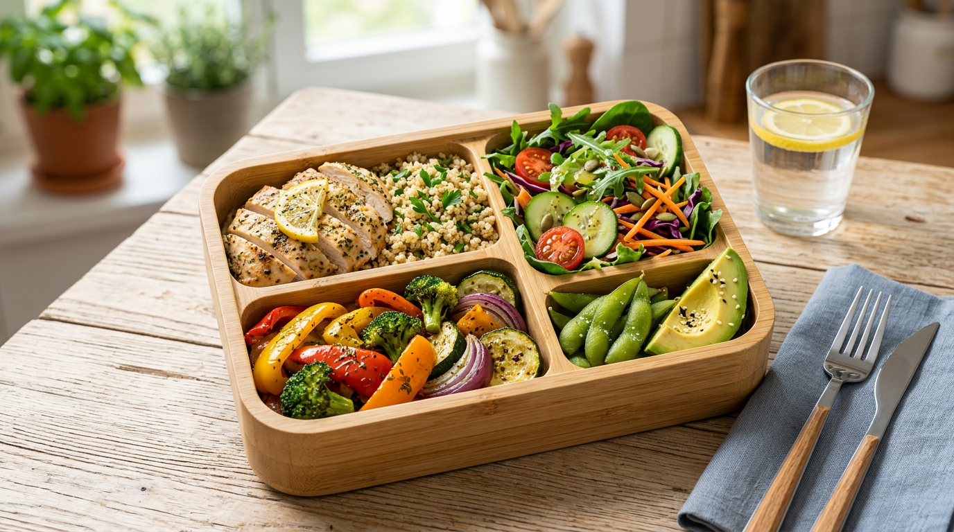 Portions de repas calibrées, assiette équilibrée